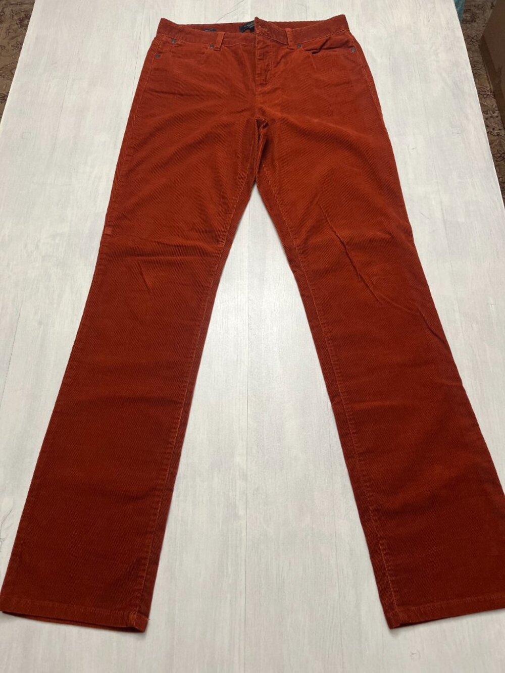 Talbots Heritage Corduroy Straight-Leg Pants in Burnt Orange